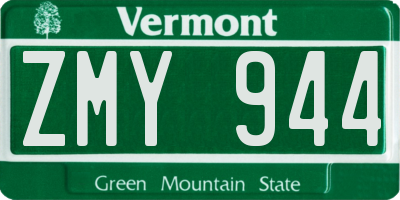 VT license plate ZMY944