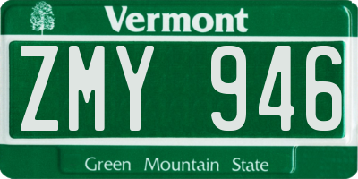 VT license plate ZMY946