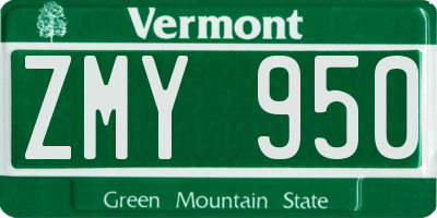 VT license plate ZMY950