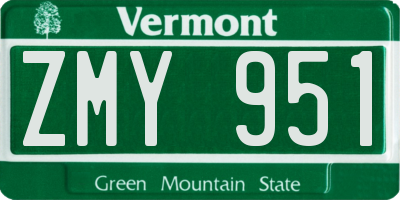 VT license plate ZMY951