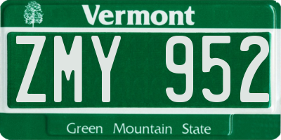VT license plate ZMY952
