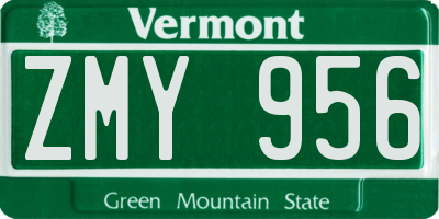 VT license plate ZMY956