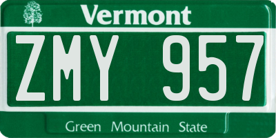 VT license plate ZMY957