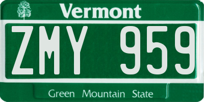 VT license plate ZMY959