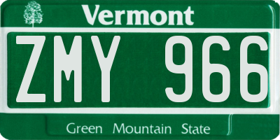 VT license plate ZMY966