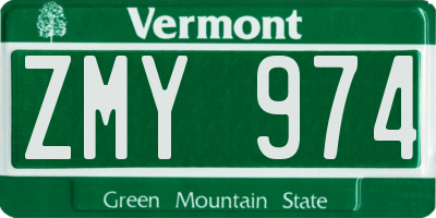 VT license plate ZMY974