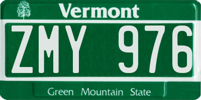 VT license plate ZMY976