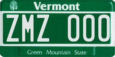 VT license plate ZMZ000