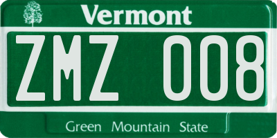VT license plate ZMZ008