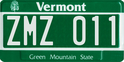 VT license plate ZMZ011