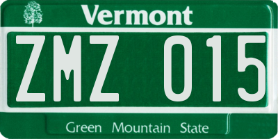 VT license plate ZMZ015