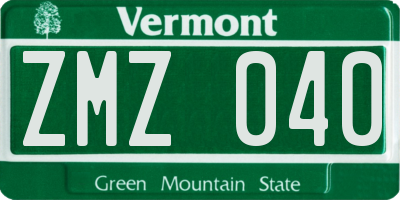 VT license plate ZMZ040