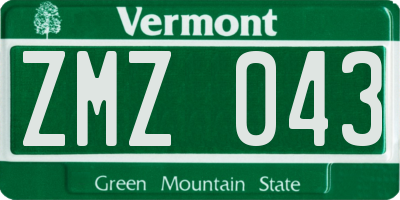 VT license plate ZMZ043