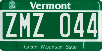 VT license plate ZMZ044
