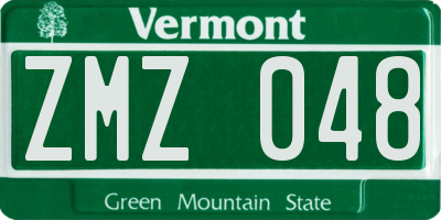 VT license plate ZMZ048