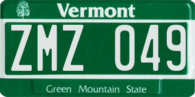 VT license plate ZMZ049
