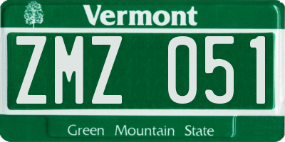 VT license plate ZMZ051