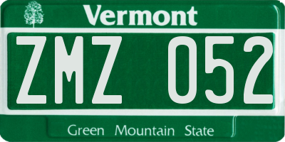 VT license plate ZMZ052