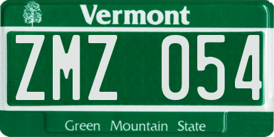 VT license plate ZMZ054