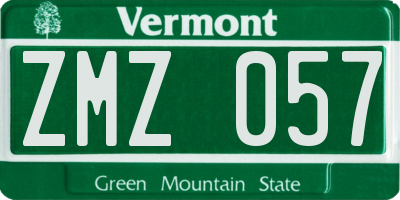 VT license plate ZMZ057