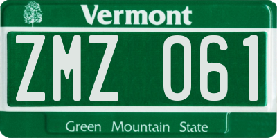 VT license plate ZMZ061