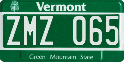 VT license plate ZMZ065