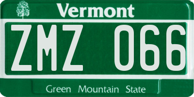 VT license plate ZMZ066
