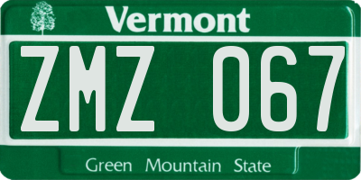 VT license plate ZMZ067
