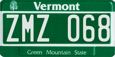 VT license plate ZMZ068