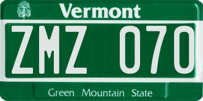 VT license plate ZMZ070