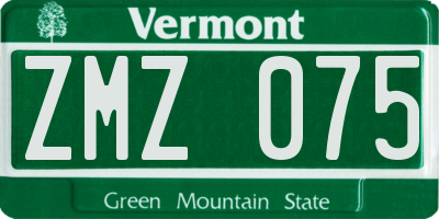 VT license plate ZMZ075