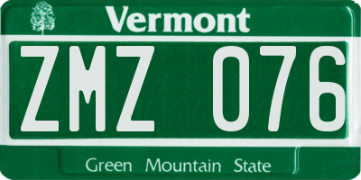 VT license plate ZMZ076