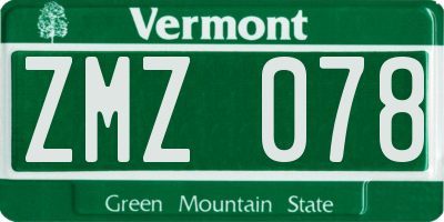 VT license plate ZMZ078