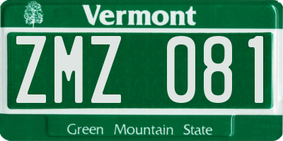VT license plate ZMZ081