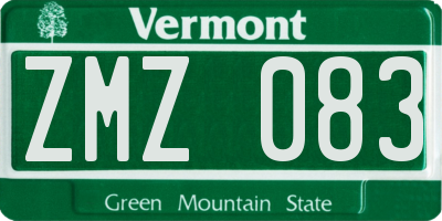 VT license plate ZMZ083