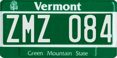 VT license plate ZMZ084