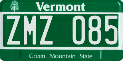 VT license plate ZMZ085