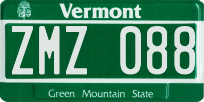 VT license plate ZMZ088