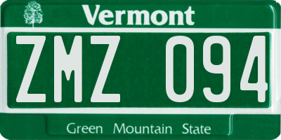 VT license plate ZMZ094