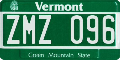 VT license plate ZMZ096