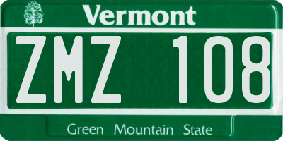 VT license plate ZMZ108