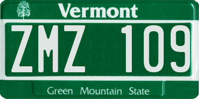 VT license plate ZMZ109