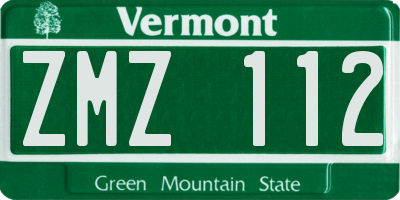 VT license plate ZMZ112