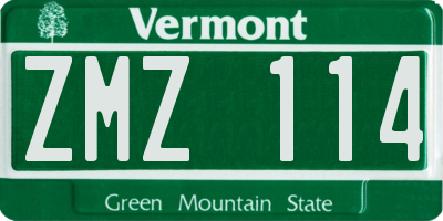 VT license plate ZMZ114
