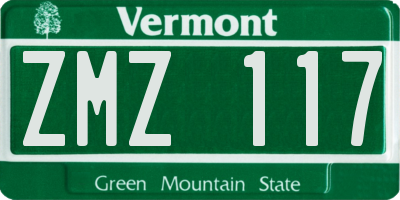 VT license plate ZMZ117