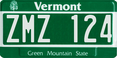 VT license plate ZMZ124