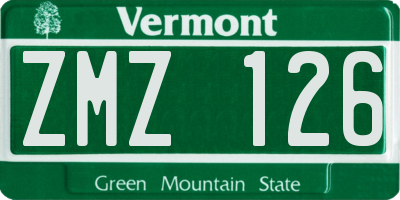 VT license plate ZMZ126