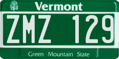 VT license plate ZMZ129