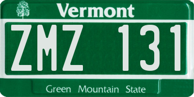 VT license plate ZMZ131