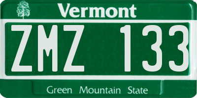 VT license plate ZMZ133
